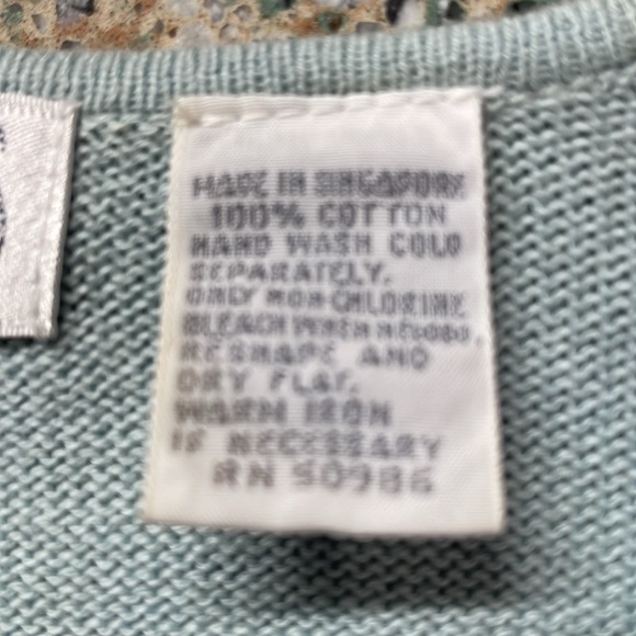 Jeanne Pierre petites sweater pull over 100% cotton green women’s size S small - Picture 9 of 10
